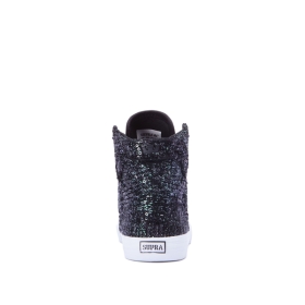 Kids Supra High Top Shoes SKYTOP Black Sequin/White | AU-99051